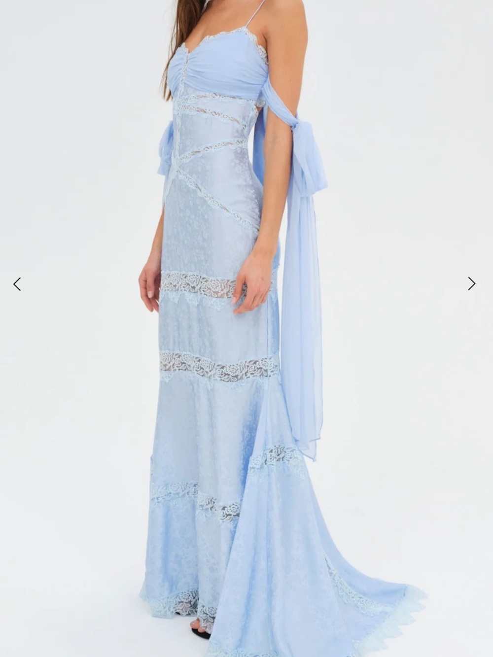 For Love and Lemons Rita Lace Gown, Blue, Size L - Picture 2 of 4